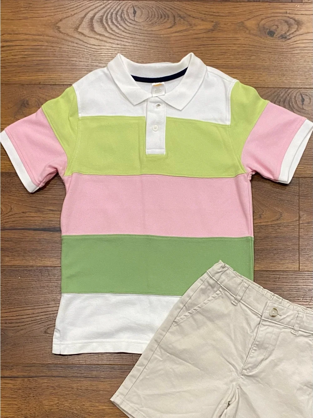 Gymboree Boys Colorblock Stripes Pastel Polo Short Sleeve Shirt Size 7